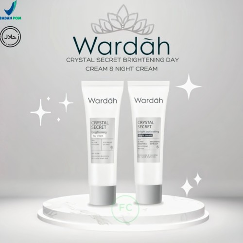 Wardah Crystal White Secret Day Cream Dan Night Cream 15ml - Cream Wardah Pemutih Wajah Siang Malam 