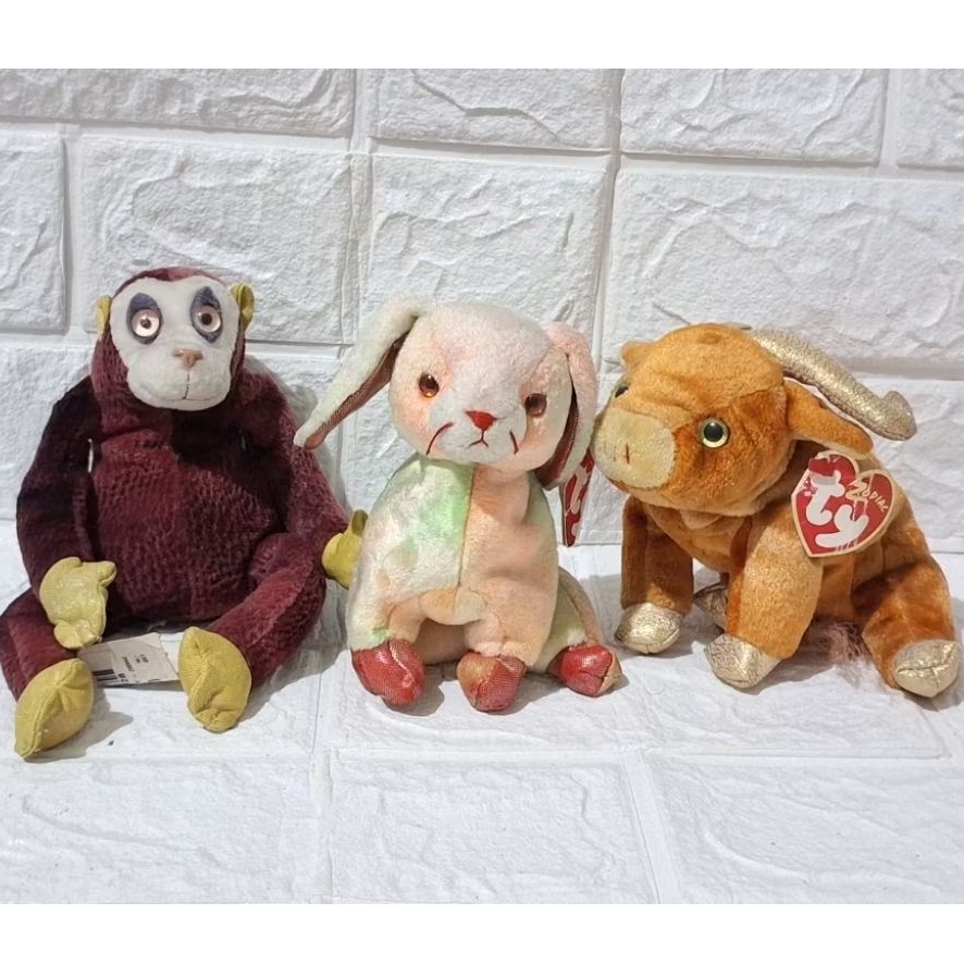 boneka ty edisi khusus shio imlek monyet monkey kelinci rabbit ox kerbau mata gliter butiran ty
