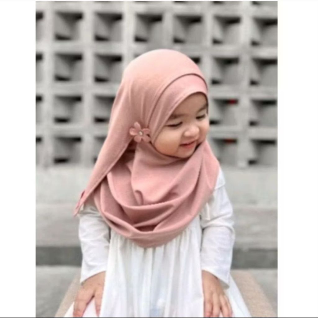 pasmina instan hijab anak motif bunga usia 3-6tahun