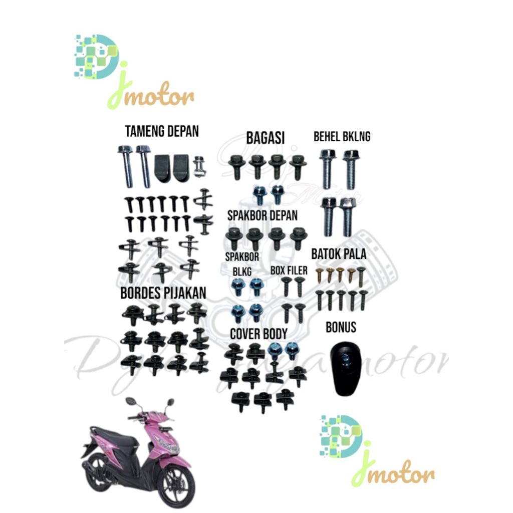 baut motor beat karbu 2008-2012//baut full set Honda beat karbu lengkap
