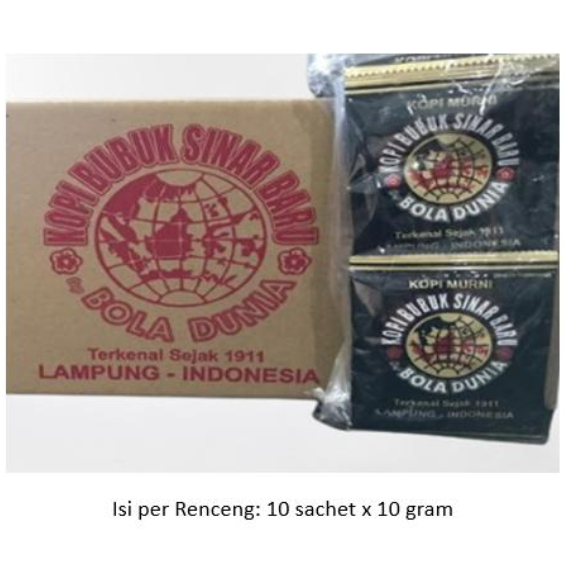 

Kopi Sachet Sinar Baru Cap Bola Dunia Tanpa Gula Renceng (Isi 10 sachet x 10 gr)