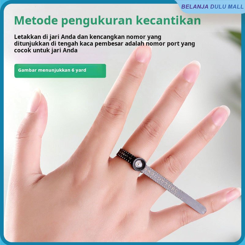 

Pita pengukur cincin dengan kaca pembesar Penggaris cincin Filter ukuran cincin kode AS plastik Penggaris cincin