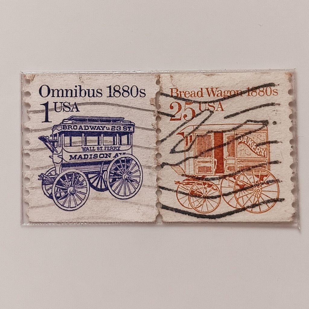 

(AG) Perangko Amerika Serikat USA Tahun 1980 - 1990an Seri Transportation Issue Set 2 pcs Used