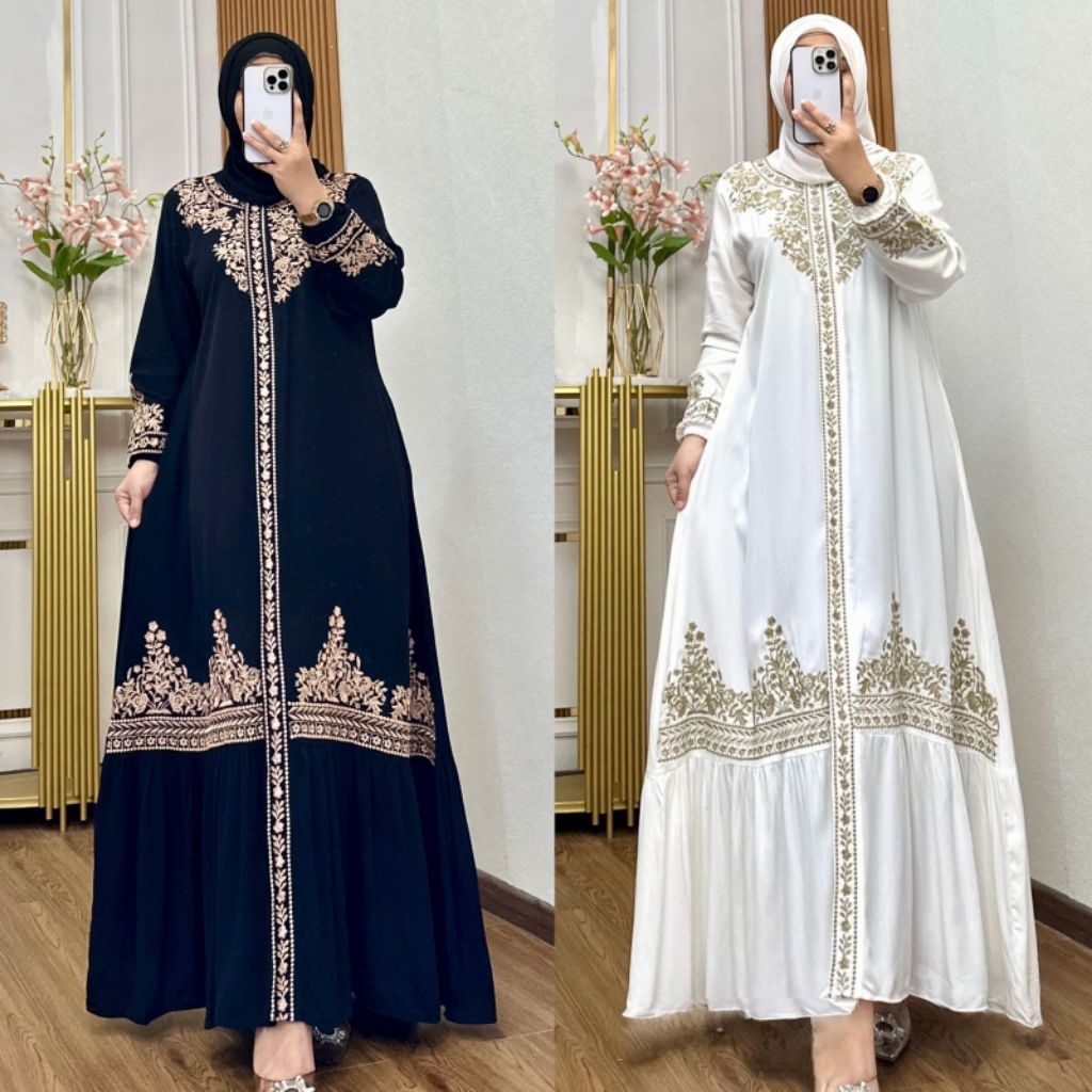 GAMIS ABAYA KATUN TWILL BORDIR PREMIUM  #S12