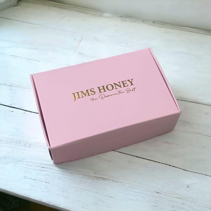 

Box Dompet Jims Honey Lipat Pink Emboss Gold