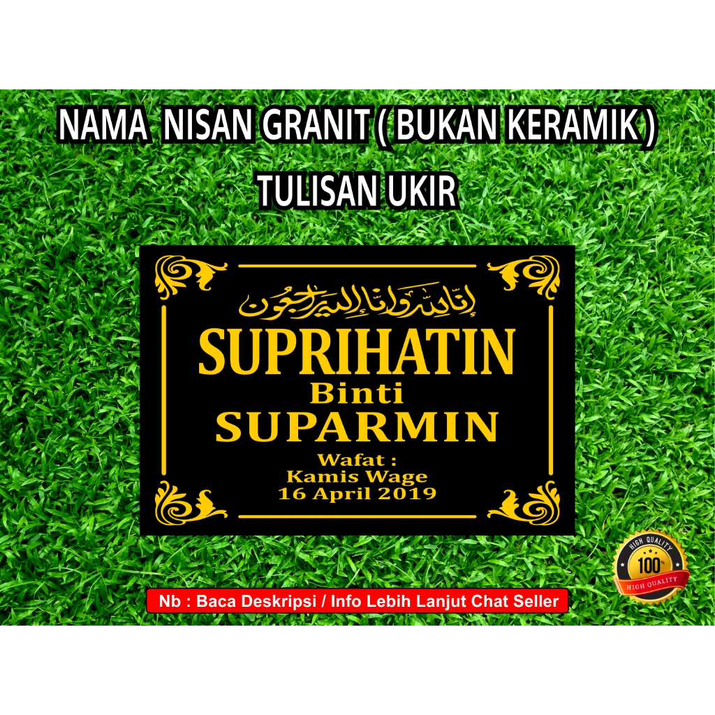 Nama Nisan/Makam Granit(BukanKeramik)