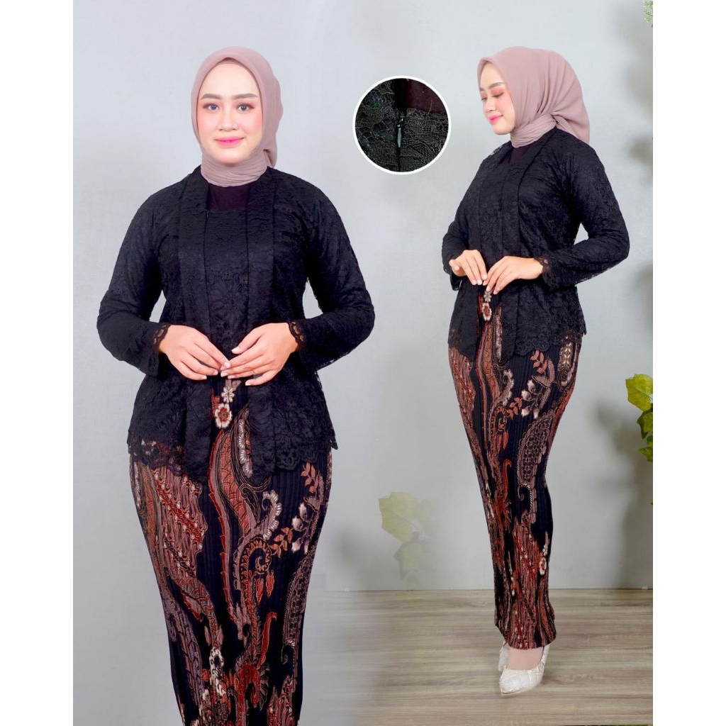 Oneset Kebaya Kutubaru brokat panjang / Kebaya encim floy Kutubaru kartini jumbo ld 120 / Pakaian se