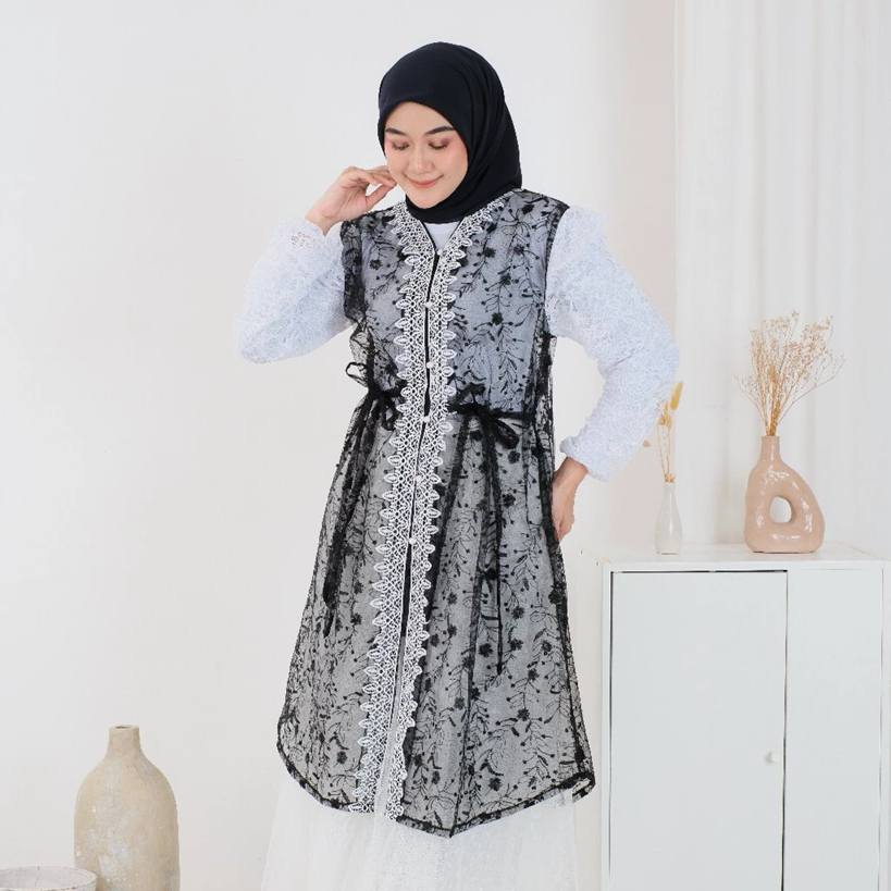 FREE ONGKIR RETTA OUTER TUNIK TILLE BRUKAT CARDIGAN TILLE BROKAT LENGAN PANJANG KEBAYA TUNIK ATASAN
