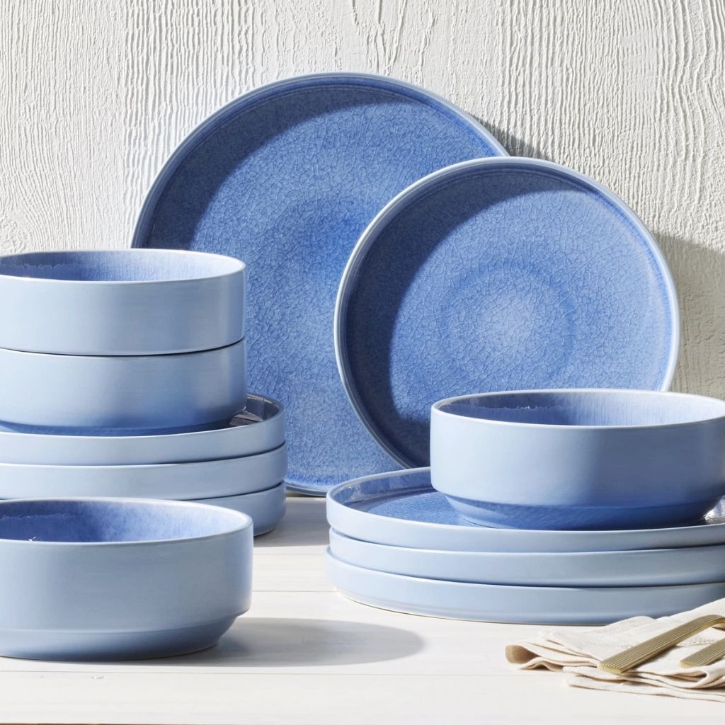Almira Blue Dinner Set Stoneware - Piring Mangkok Makan Keramik Stoneware Biru