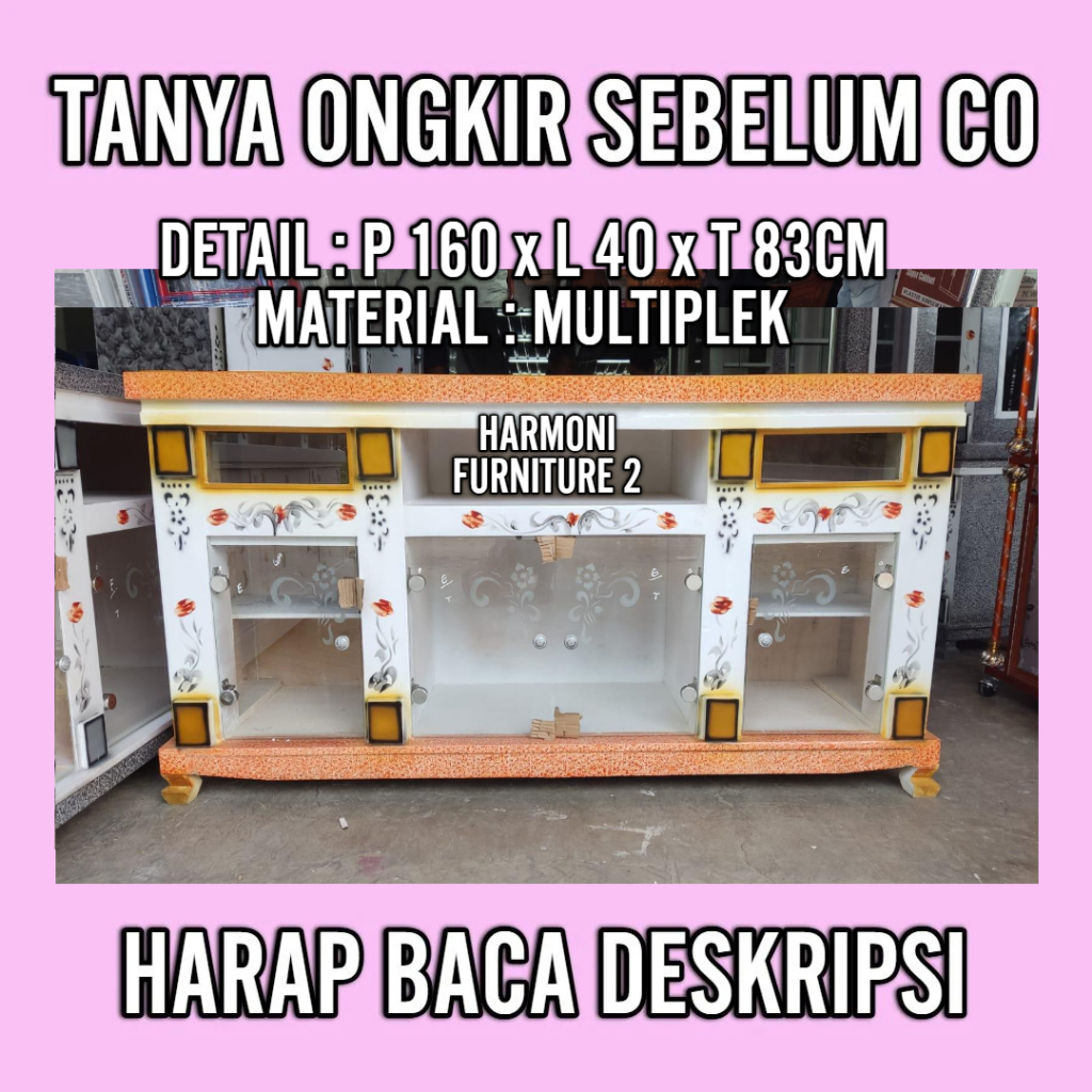 BUFET TV KRISTAL PENDEK RATA KACA MEJA TV PENDEK RATA KRISTAL FREE ONGKIR SERANG KOTA