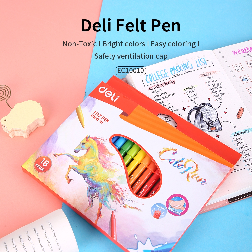 

Deli Spidol 18 Warna Tidak beracun Warna Cerah EC10010
