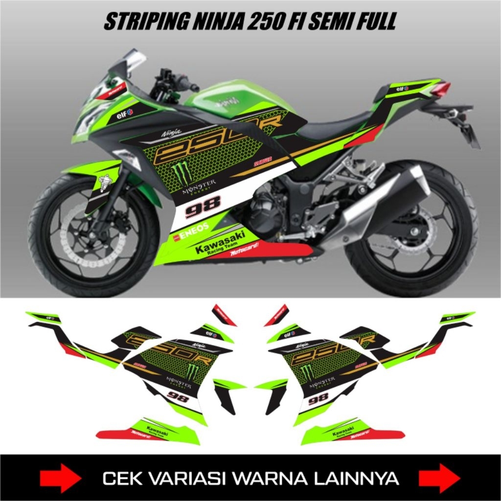 Decal Striping Stiker Kawasaki Ninja 250 Fi / Stiker Semi full Ninja 250 Fi ME