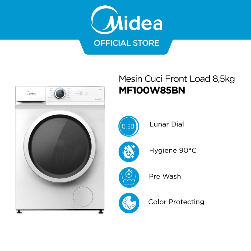 Midea Mesin Cuci Front Loading MF100W85B - Kapasitas 8,5 kg