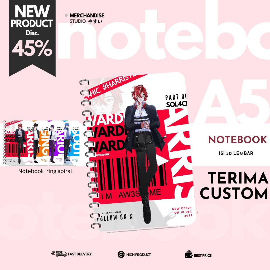 

YMS - BUKU SPIRAL A5 ISI 50 LEMBAR NOTEBOOK BASIC VTUBER TULIS SPIRAL A5 ISI POLOS