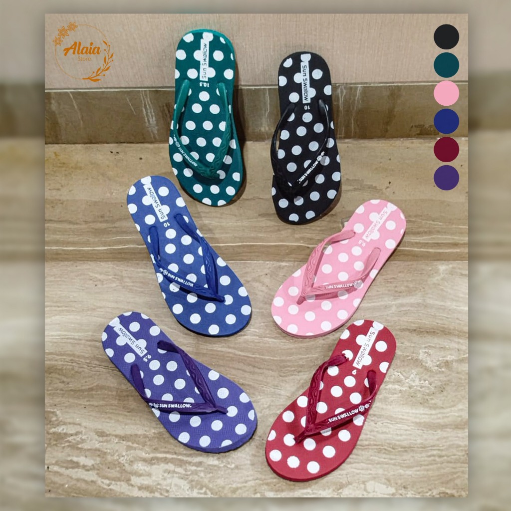 Sandal Jepit Sun Swallow Polkadot Wanita / Sandal Swallow