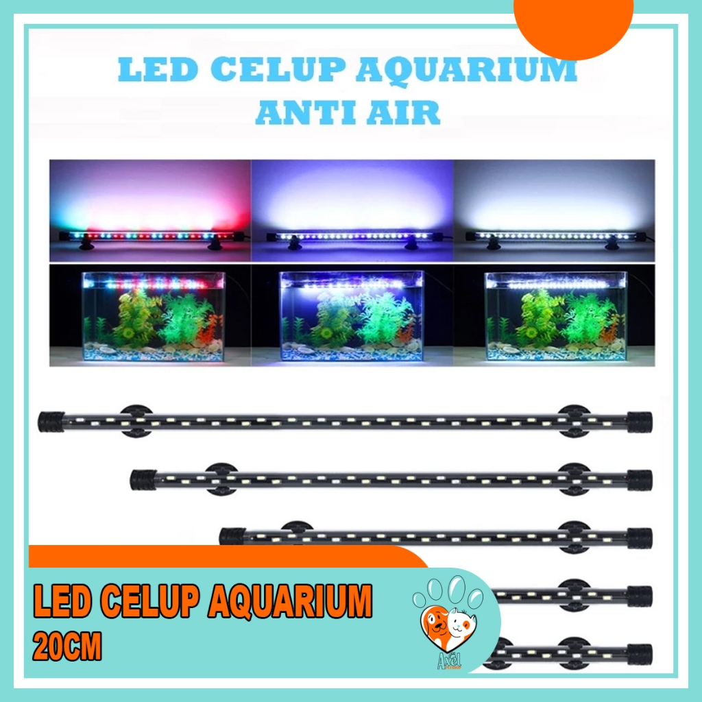 Lampu LED Celup Aquarium Aquascape 2 Baris LED Tahan Air T4 Rosston HaiLong 20 CM Lampu Aquarium Ful