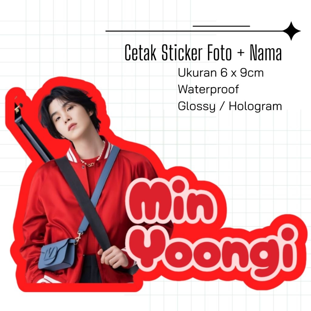 

Cetak Sticker Foto + Nama Custom Ukuran 6 x 9cm Glossy Waterproof/Hologram