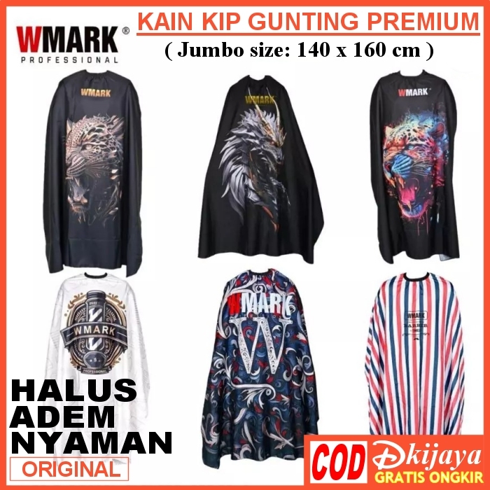 Kip Wmark Original Kain Kep Barbershop Hairdressing Cutting Cape 140 x 160 cm Jumbo size Bahan Premi