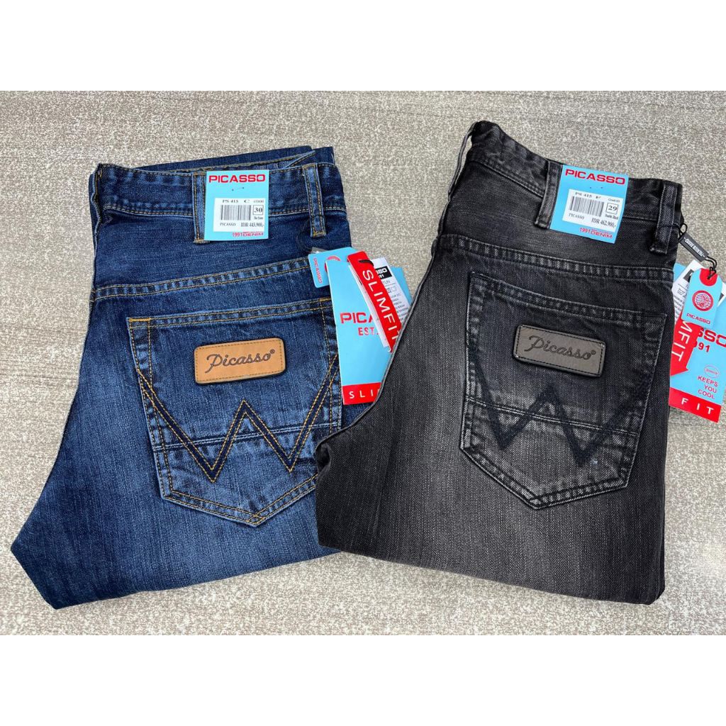 Picasso W Tidak Karet/Non Stretch] Celana Jeans Picasso Denim Panjang Pria/Laki-Laki Cowok