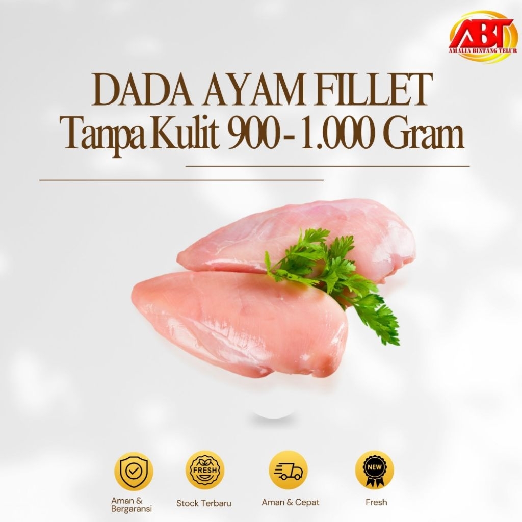 

ABT - Dada Ayam Fillet - Dada Ayam Boneless Tanpa Kulit 900-1.000 gram Daging beku atau Frozen (FRESH-AMAN-BERGARANSI)