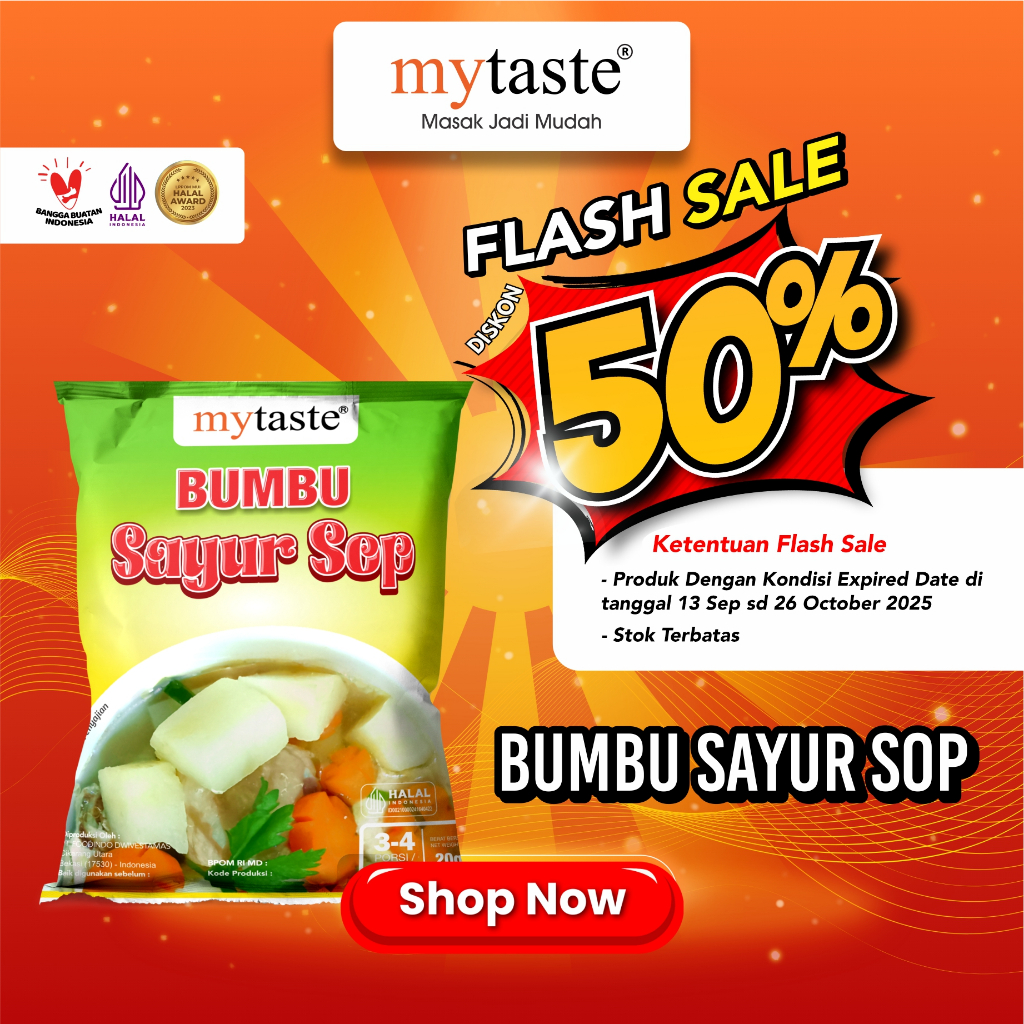 

MYTASTE BUMBU SAYUR SOP ISI 5 PCS FLASH SALE DISKON 50 % NEAR EXPIRED DATE