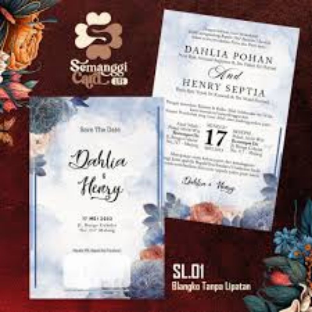 Undangan Pernikahan – Semanggi Lite | 1 Lembar 2 Sisi | 14x19 cm | 160gsm + Plastik OPP