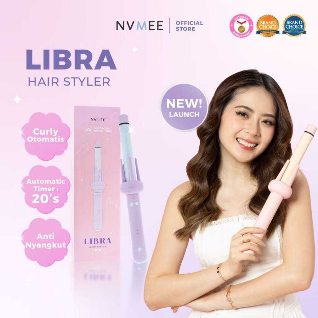 ❤️ MEMEY ❤️ NVMEE Libra Hair Styler 2.0 - Catokan Keriting Otomatis - Curly