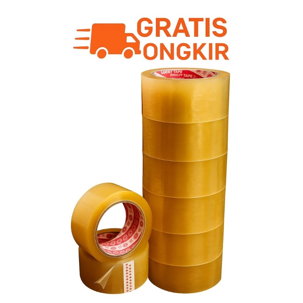 

LAKBAN LUCKY TAPE UKURAN 48 mm× 100 YARD// LAKBAN BERKUALITAS//LAKBAN BENING