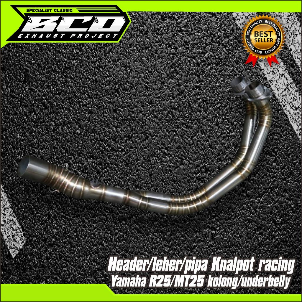 Header/leher/pipa Knalpot racing Yamaha R25/MT25 kolong/underbelly