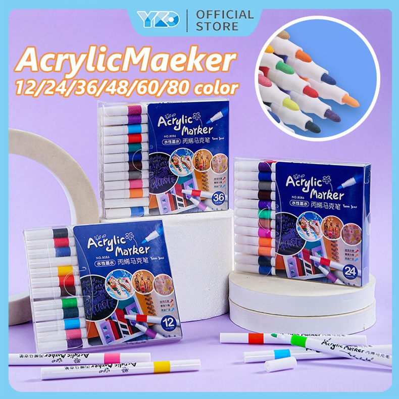 

YKO 48/60/80 Warna Spidol Acrylic Painter Acrylic Marker Spidol Akrilik DIY Painting Spidol Pastel