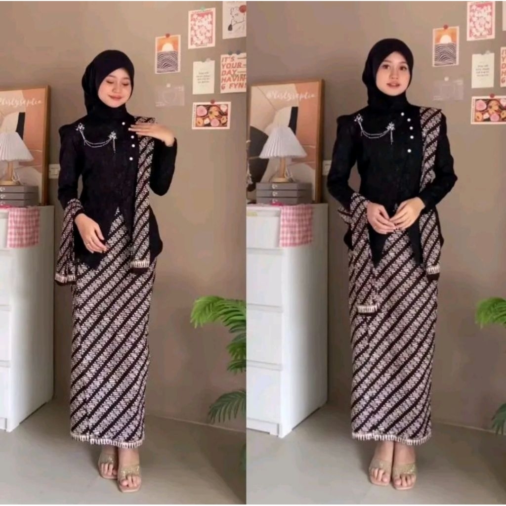 Setelan Kebaya Janggan Modern Kebaya Wisuda Set Tunik Lamaran Tunangan Batik Baju Kondangan Terbaru