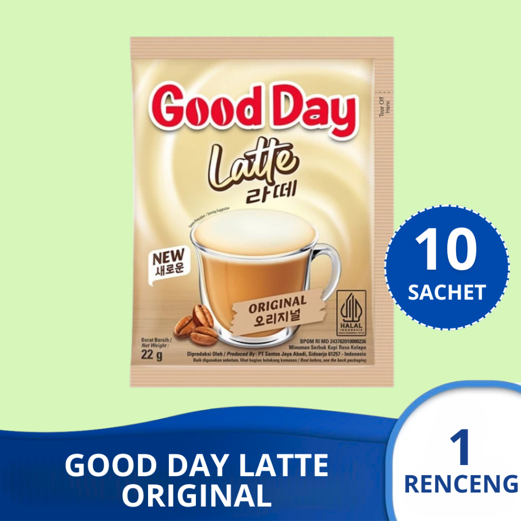 

GOOD DAY LATTE ORIGINAL Kopi Good Day Korea isi 1 Renceng x 10 Sachet