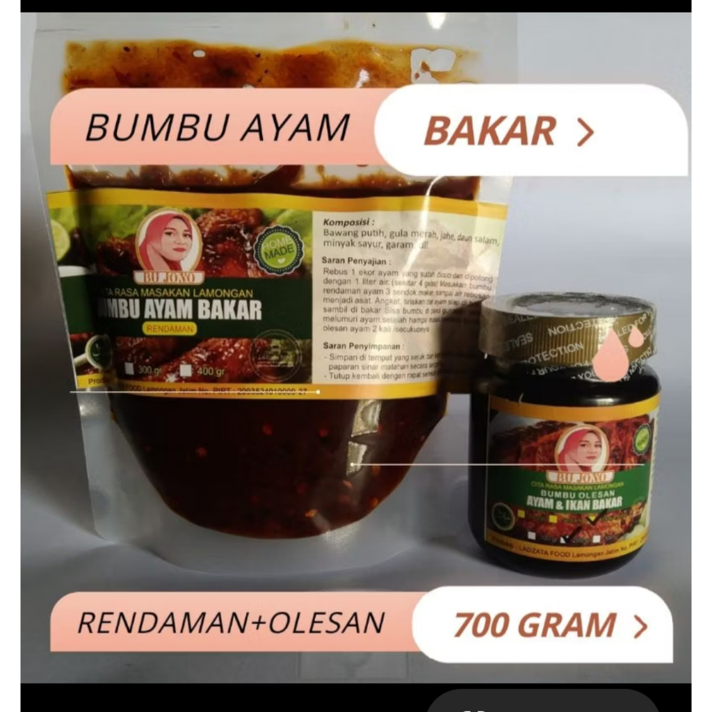 

700 gram rendaman olesan ayam dan ikan bakar bu jono