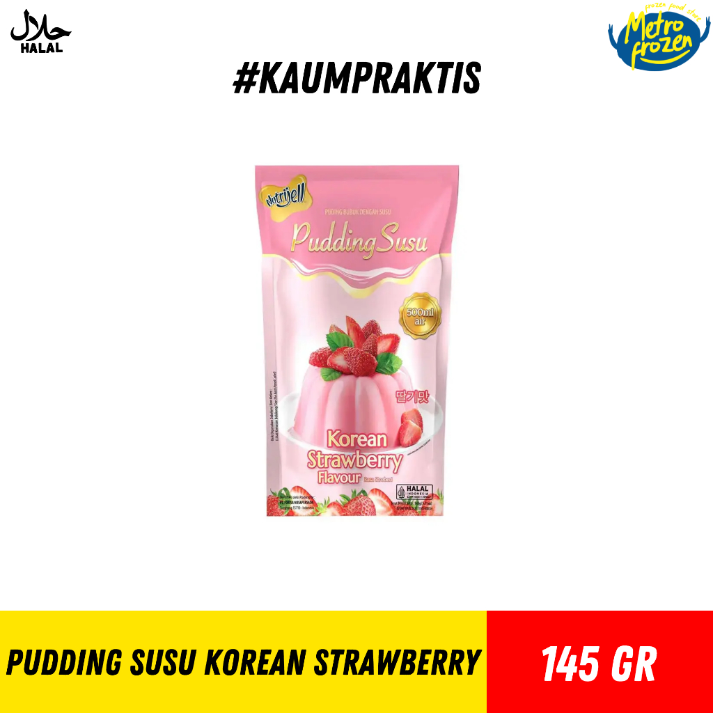 NURTIJELL Pudding Susu Korean Strawberry Flavor 145gr //pudding korea stroberi //pudding susu