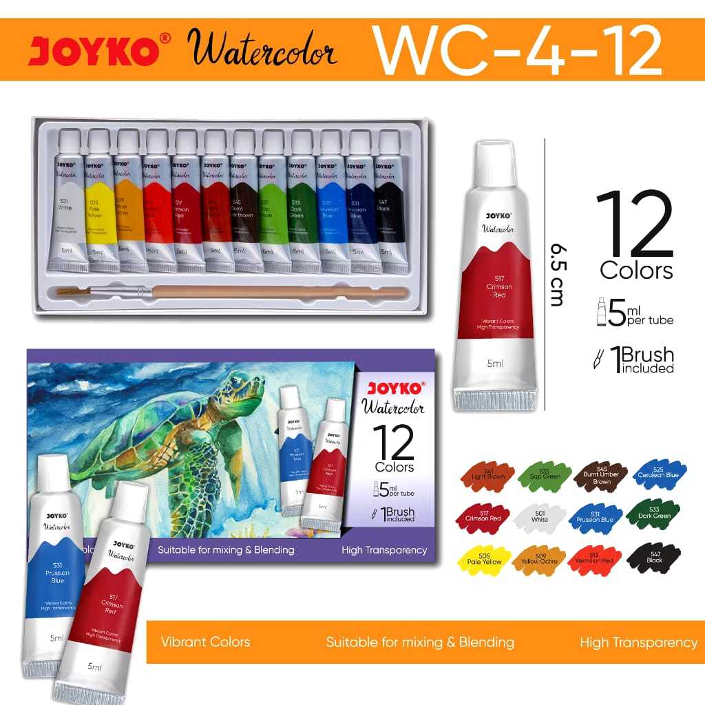 

Veiso_Watercolor Set Cat Air Joyko WC-4/Water Color Joyko Isi 12 Warna
