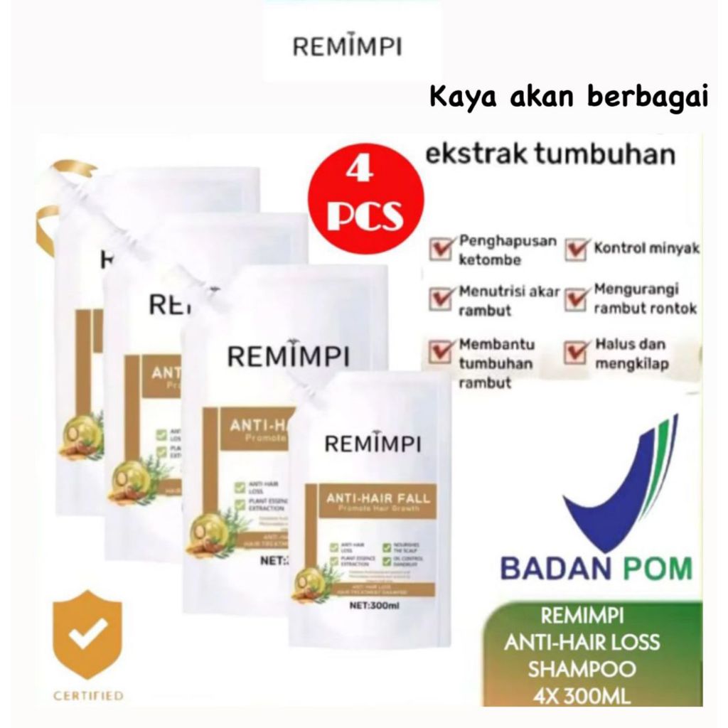 4 PCS REMIMPI OFFICIAL STORE Shampoo Jojoba Penumbuh Rambut Anti Hair Fall Original
