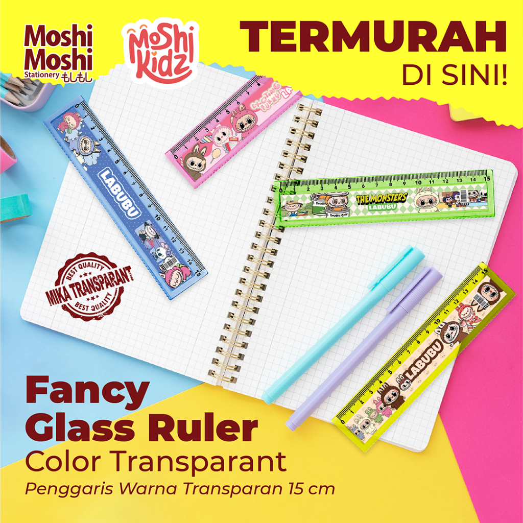 

Glass Ruler Moshi Color Fancy 15 cm Penggaris Plastik Karakter Warna Transparant Mika Ukuran Akurat