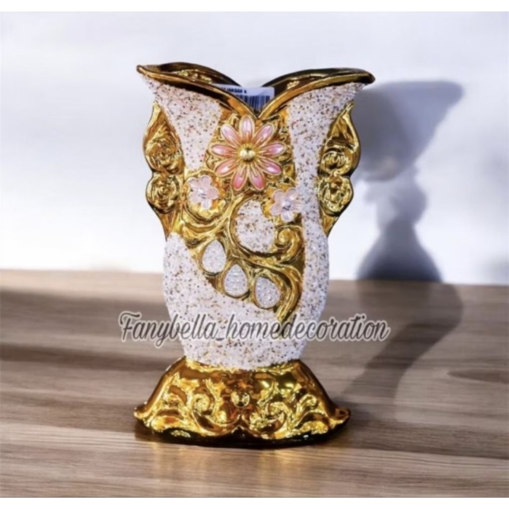 Pajangan Meja Guci mini Vas Bunga Keramik Emas Gold Dekorasi Rumah