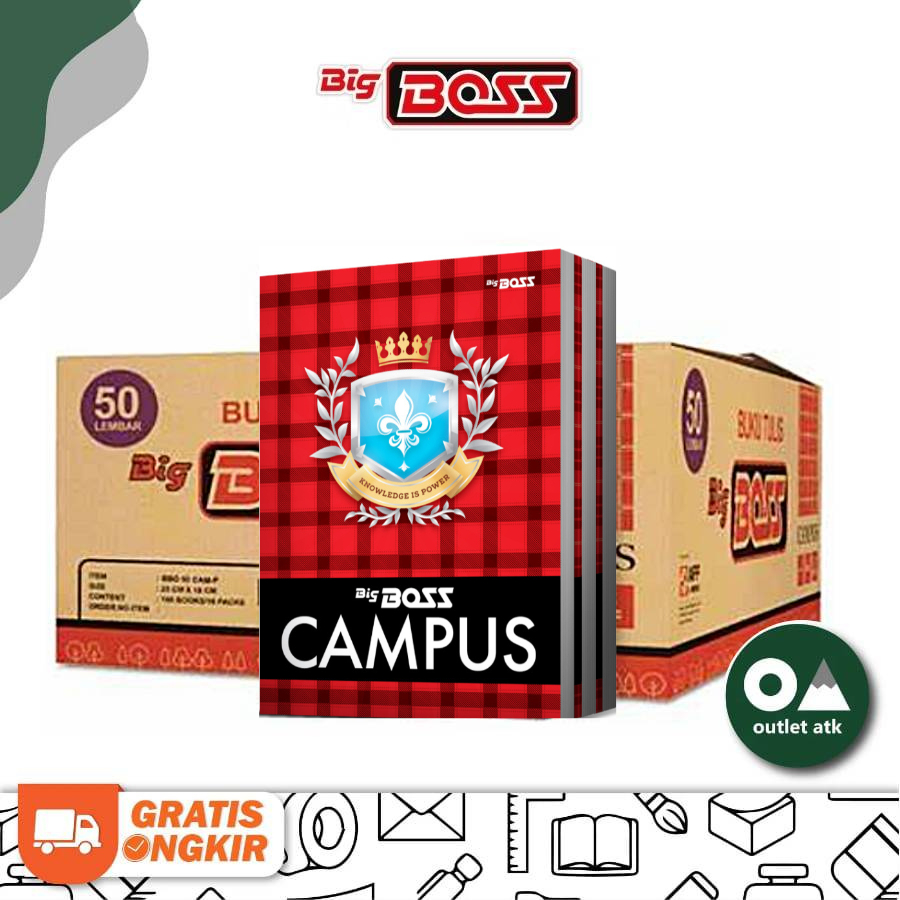 

1 Karton 160 Buku Tulis Campus Boxy SIDU Big Boss 50 Lembar isi 16 Pak