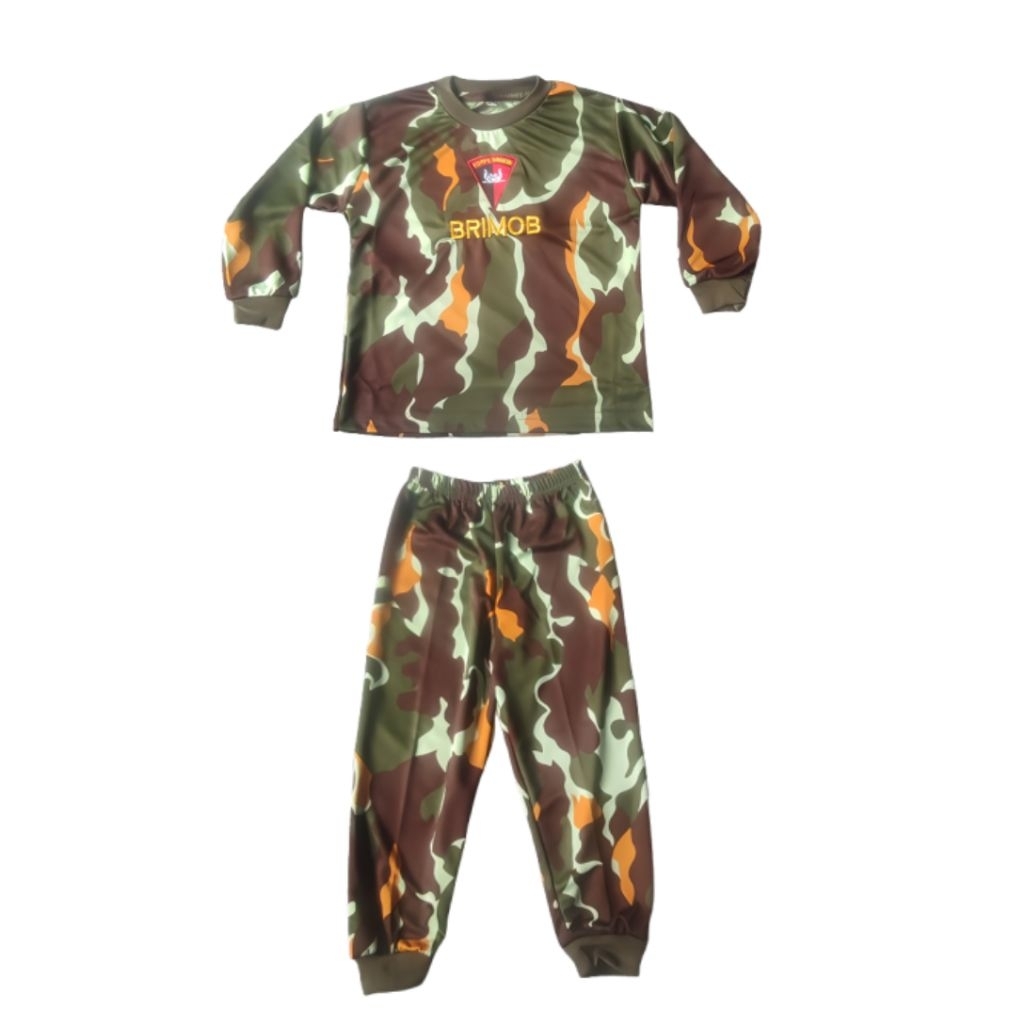 Setelan anak loreng brimob / Training anak loreng / Baju anak tentara / Kaos anak
