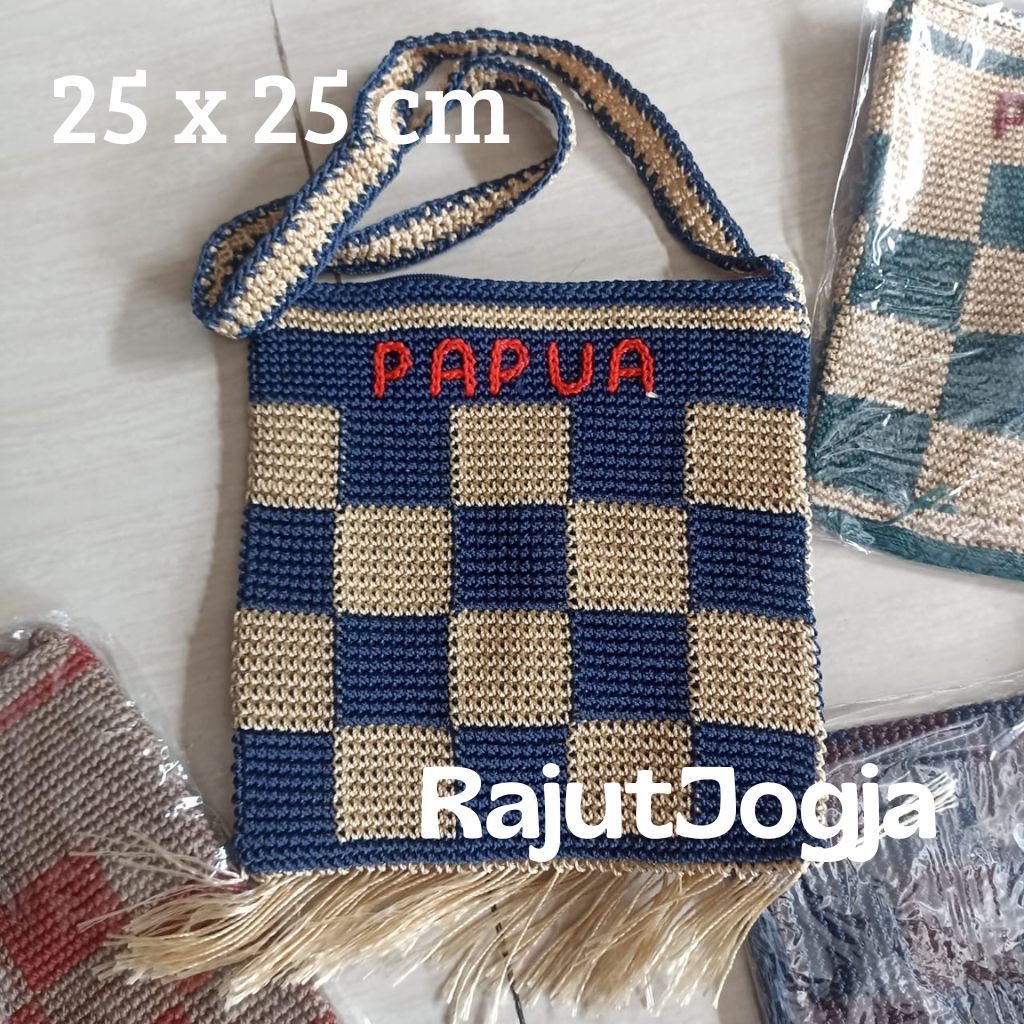 Tas Nilon catur papua / Tas rajut papua/ Tas papua / Tas souvenir Papua / Tas Papua Best Seller / Ta