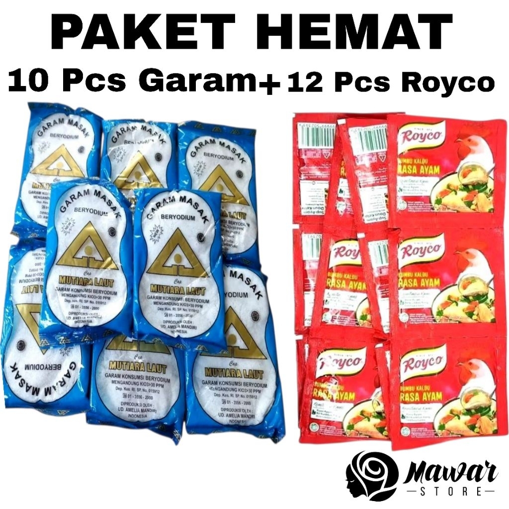 

PAKET HEMAT 10 PCS GARAM MASAK + 12 PCS ROYCO