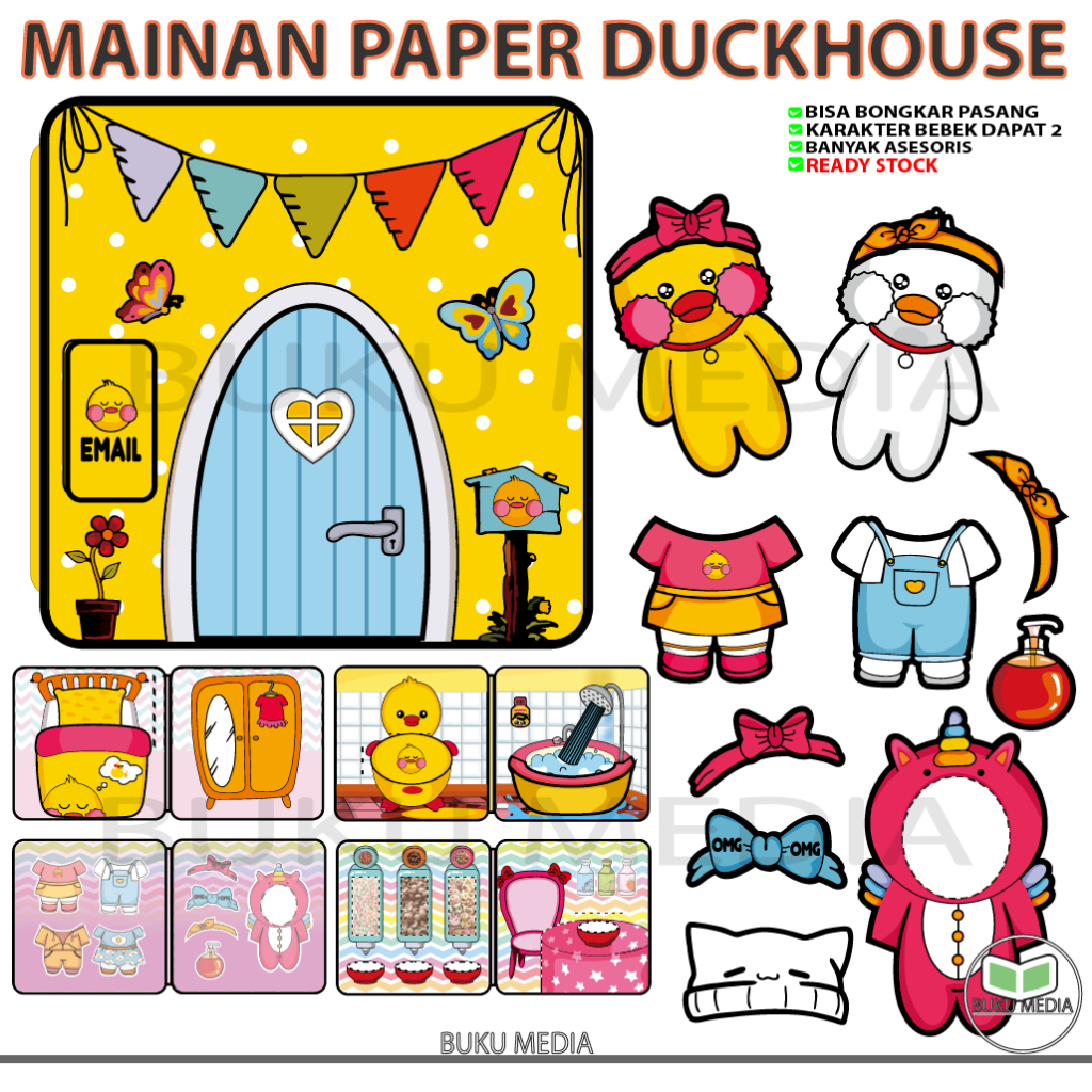 paper duck house busy book bebek viral mainan edukatif anak boneka kertas
