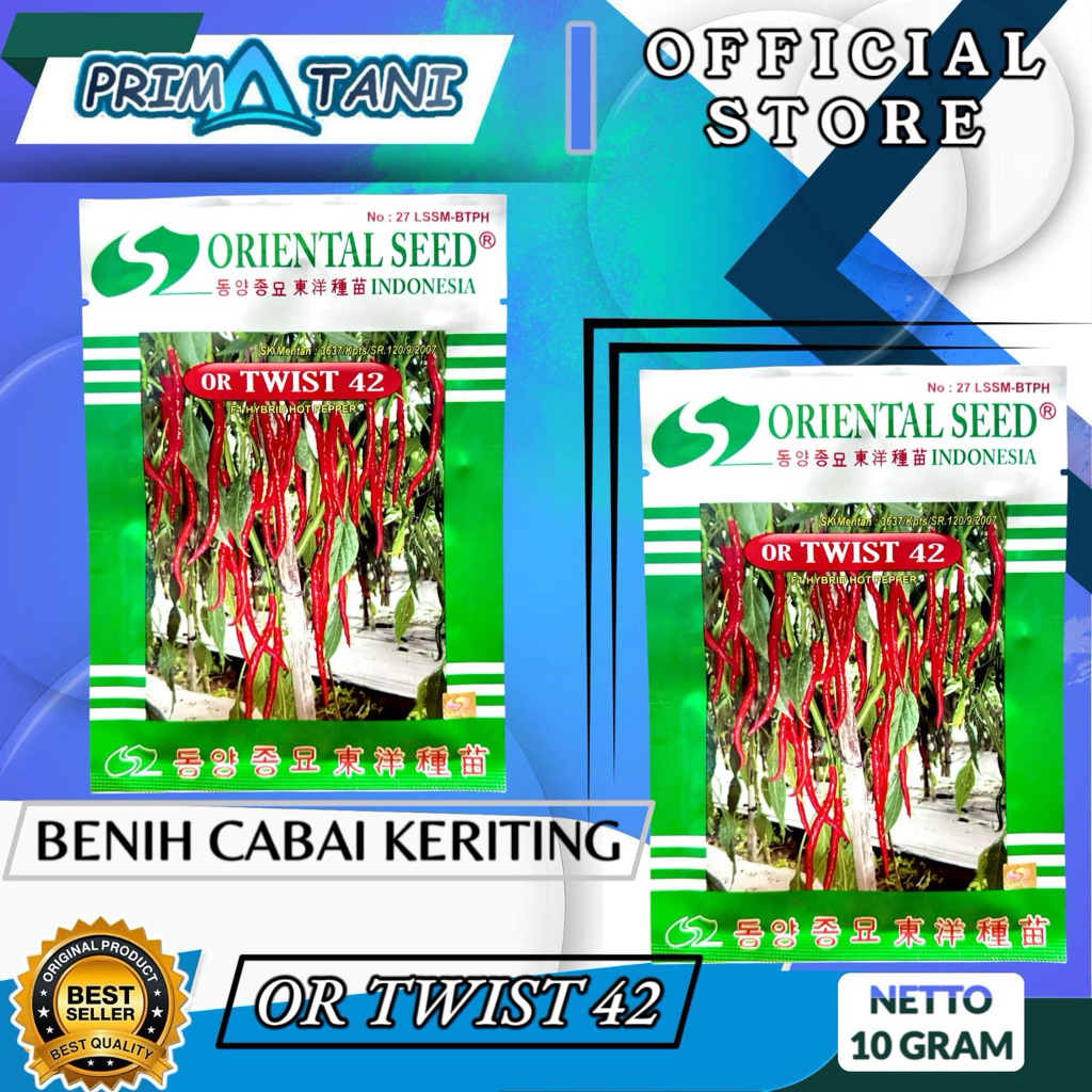 Benih cabai keriting or Twist 42 Oriental Seed 10g +- 2000biji (ORIGINAL 100%)