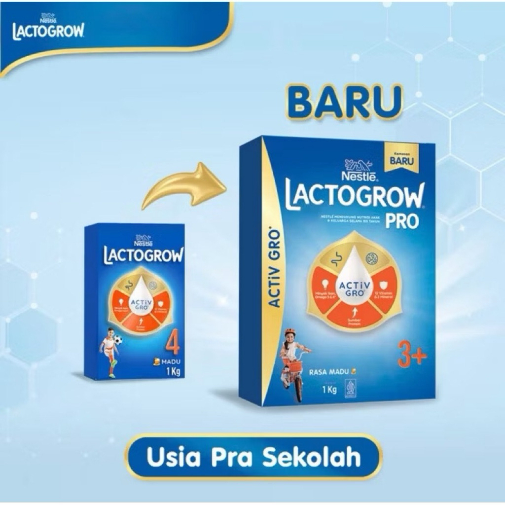 

Nestle Lactogrow 3+ susu bubuk 1kg vanila/madu kemasan baru
