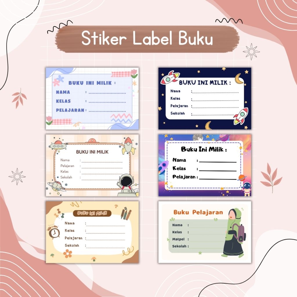 

16pcs Sticker Label Nama Buku Pelajaran Sekolah