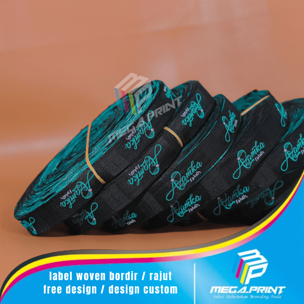 1,5x5cm label woven bordir woven damask label baju hijab celana daster