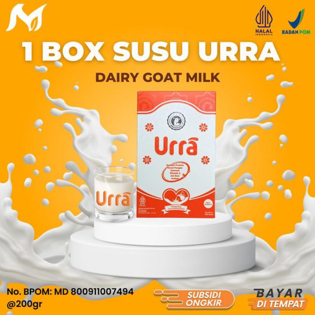 

1 Box Urra Susu Bubuk Kambing Etawa Saanen Premium Bernutrisi Tinggi Kalsium Rendah Lemak Dairy Goat Milk 200gr