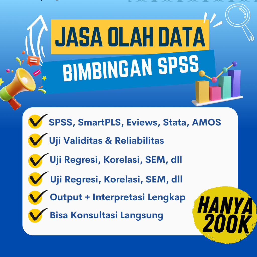 Jasa Olah Data SPSS SmartPLS AMOS Regresi Uji Validitas & Reliabilitas Skripsi Lengkap Murah