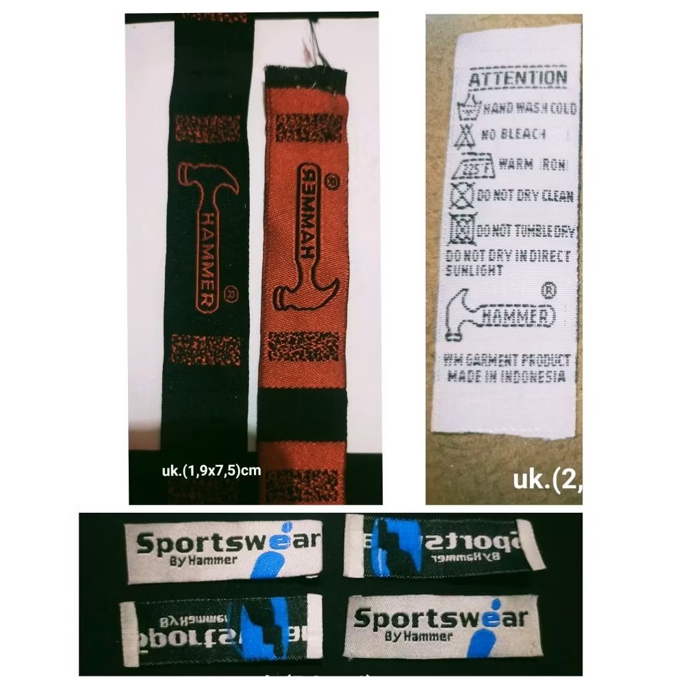 

label merek brand label (main wash) tag hammer